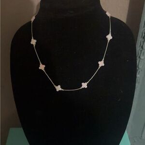 18” Pink Conch Clover and Liquid Sterling Silver Necklace